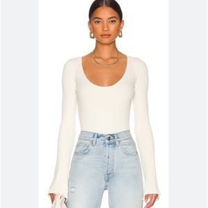 Anine Bing Cream Scoop Neck Sweater